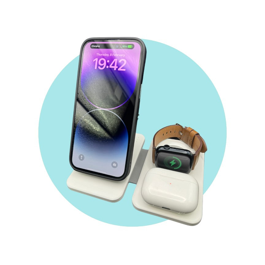 Apple Foldable Compact Deluxe 3 in 1 Qi MagSafe Wireless Multi Charger - CHARGit Store