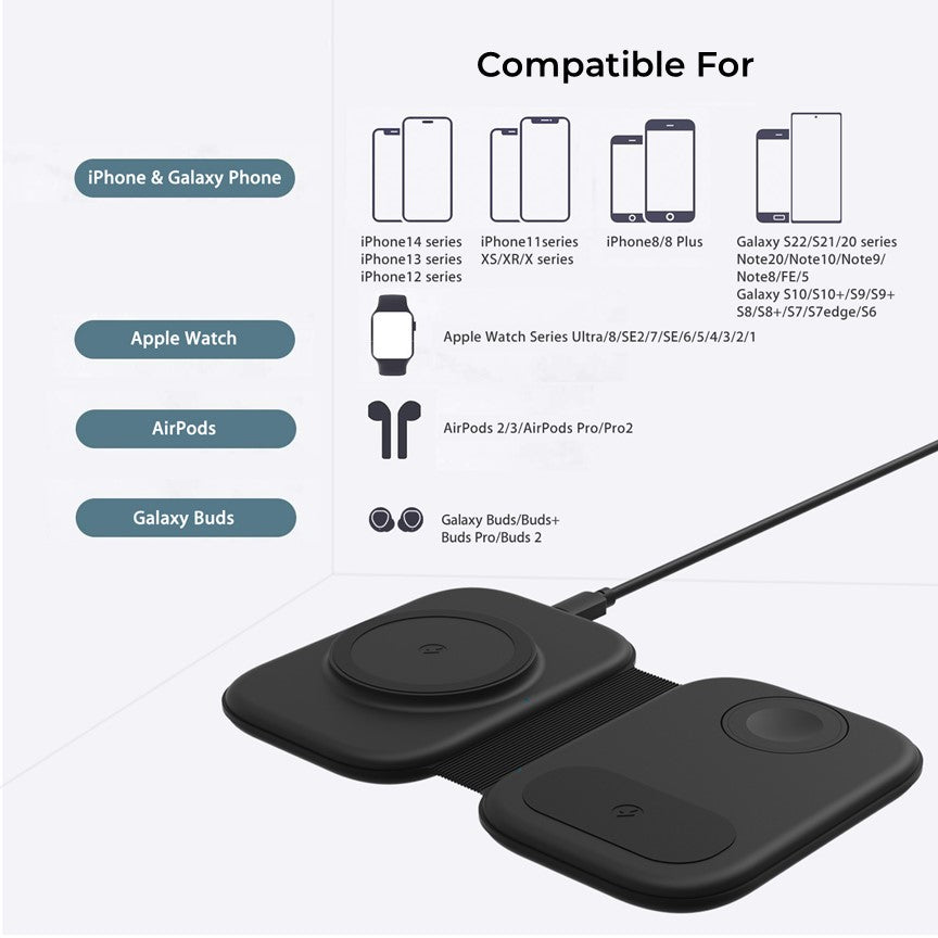 Apple Compact Deluxe Trio Qi MagSafe Wireless Multi Charger - CHARGit Store