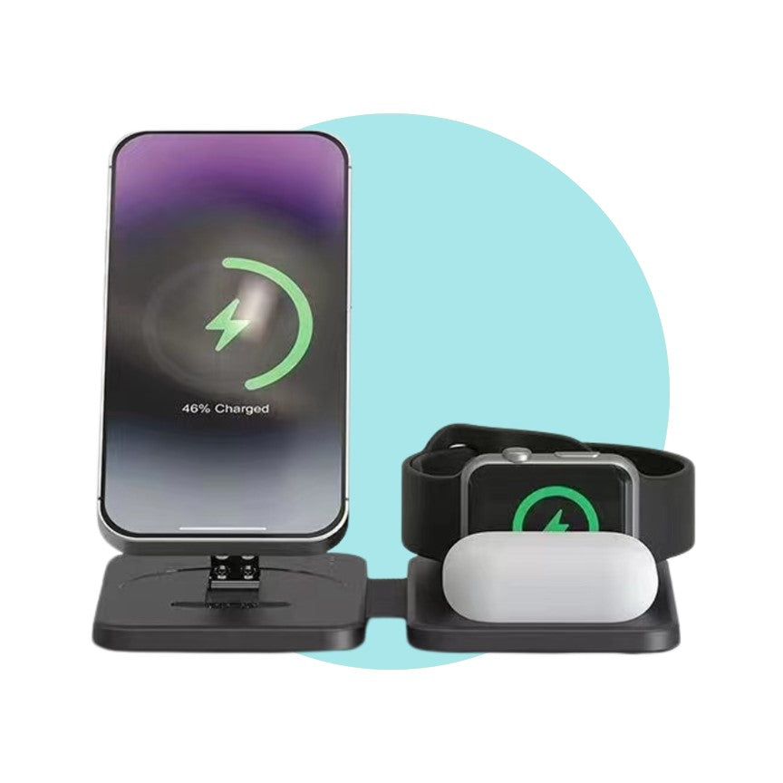 Apple Foldable Compact Deluxe 3 in 1 Qi MagSafe Wireless Multi Charger - CHARGit Store