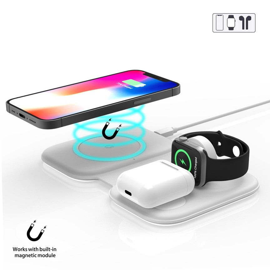 Apple Foldable Compact Deluxe 3 in 1 Qi MagSafe Wireless Multi Charger - CHARGit Store