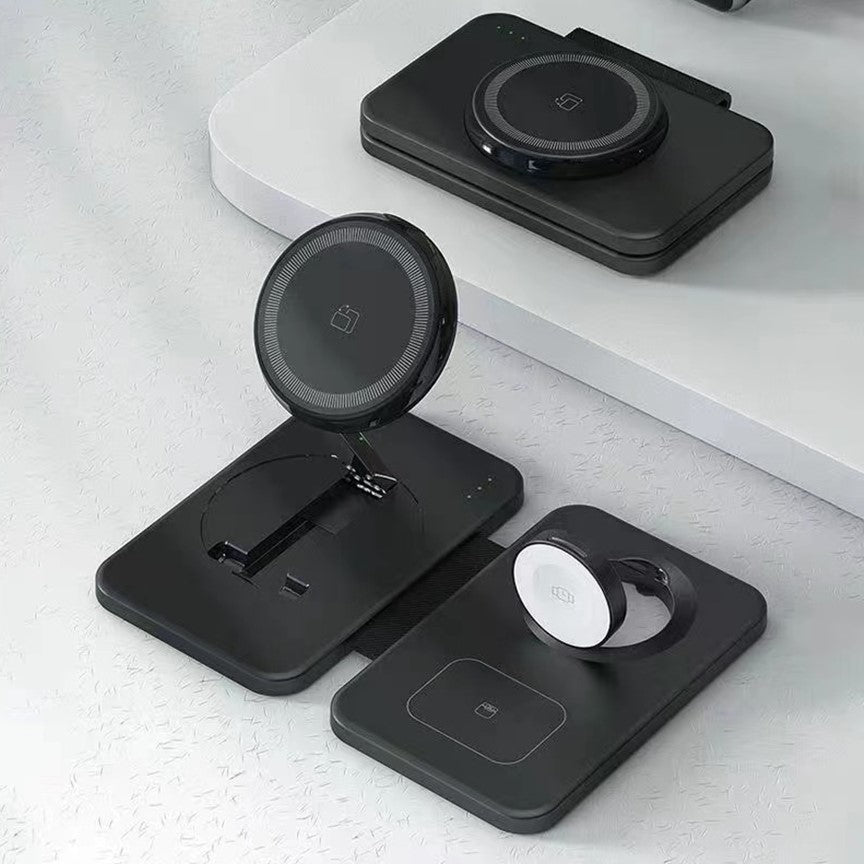 Apple Foldable Compact Deluxe 3 in 1 Qi MagSafe Wireless Multi Charger - CHARGit Store