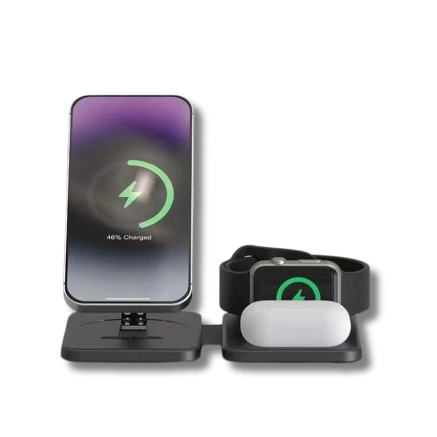 Apple Foldable Compact Deluxe 3 in 1 Qi MagSafe Wireless Multi Charger - CHARGit Store