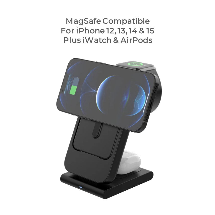 Apple Qi Magsafe Foldable Wireless Multi Charger With Removable Power Bank - CHARGit Store