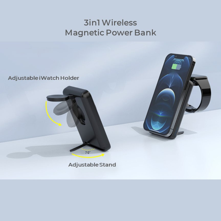 Apple Qi Magsafe Foldable Wireless Multi Charger With Removable Power Bank - CHARGit Store