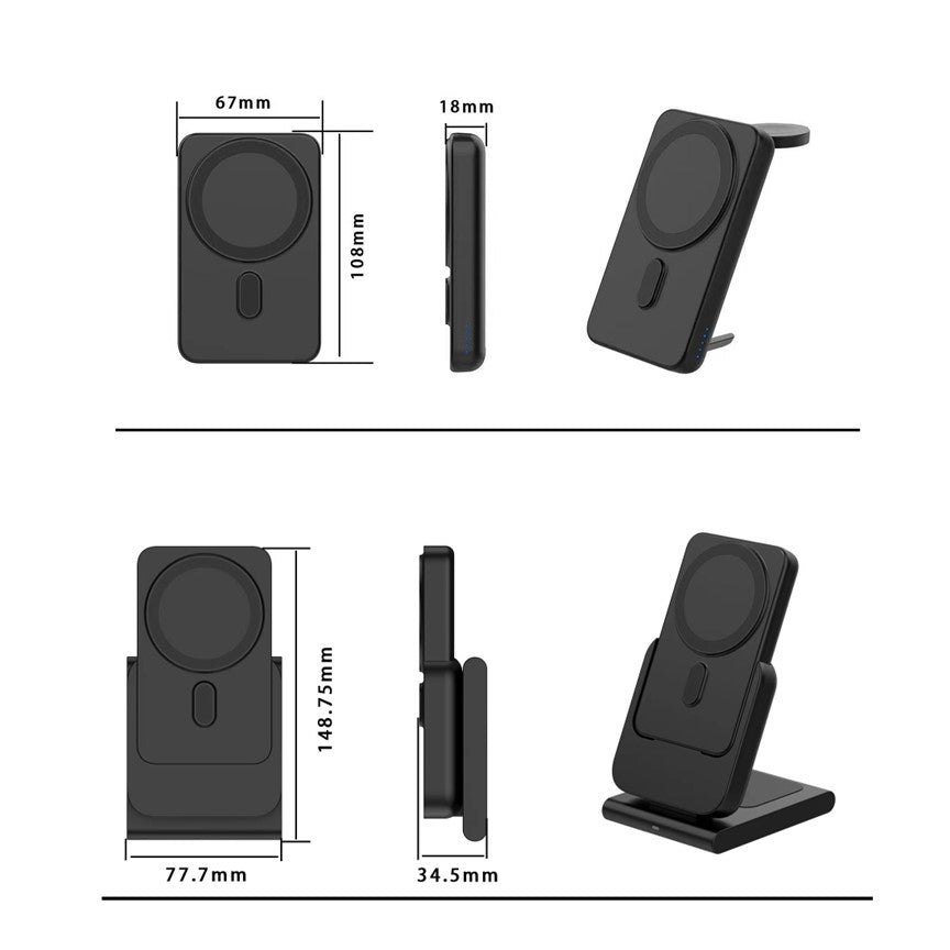 Apple Qi Magsafe Foldable Wireless Multi Charger With Removable Power Bank - CHARGit Store