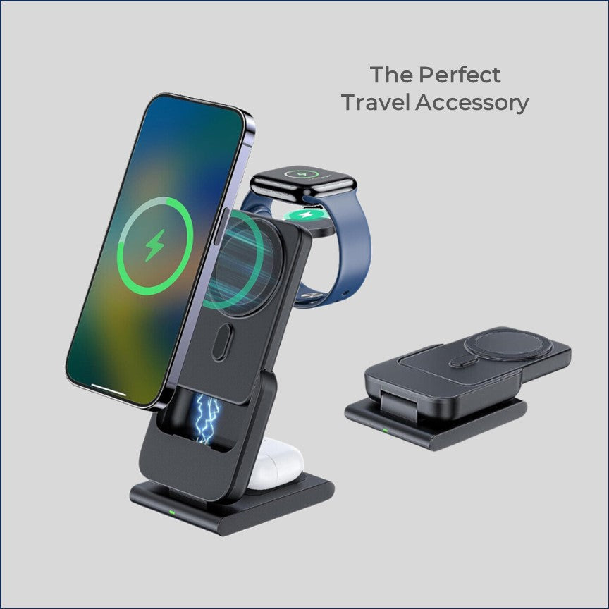Apple Qi Magsafe Foldable Wireless Multi Charger With Removable Power Bank - CHARGit Store