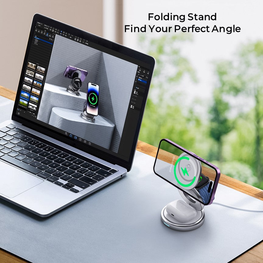 Apple 3in1 Qi Magsafe Wireless Foldable Multi Charger For iPhone, Watch & AirPods - CHARGit Store