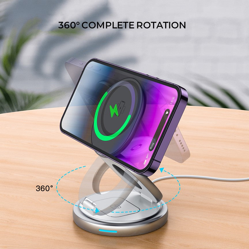 Apple 3in1 Qi Magsafe Wireless Foldable Multi Charger For iPhone, Watch & AirPods - CHARGit Store