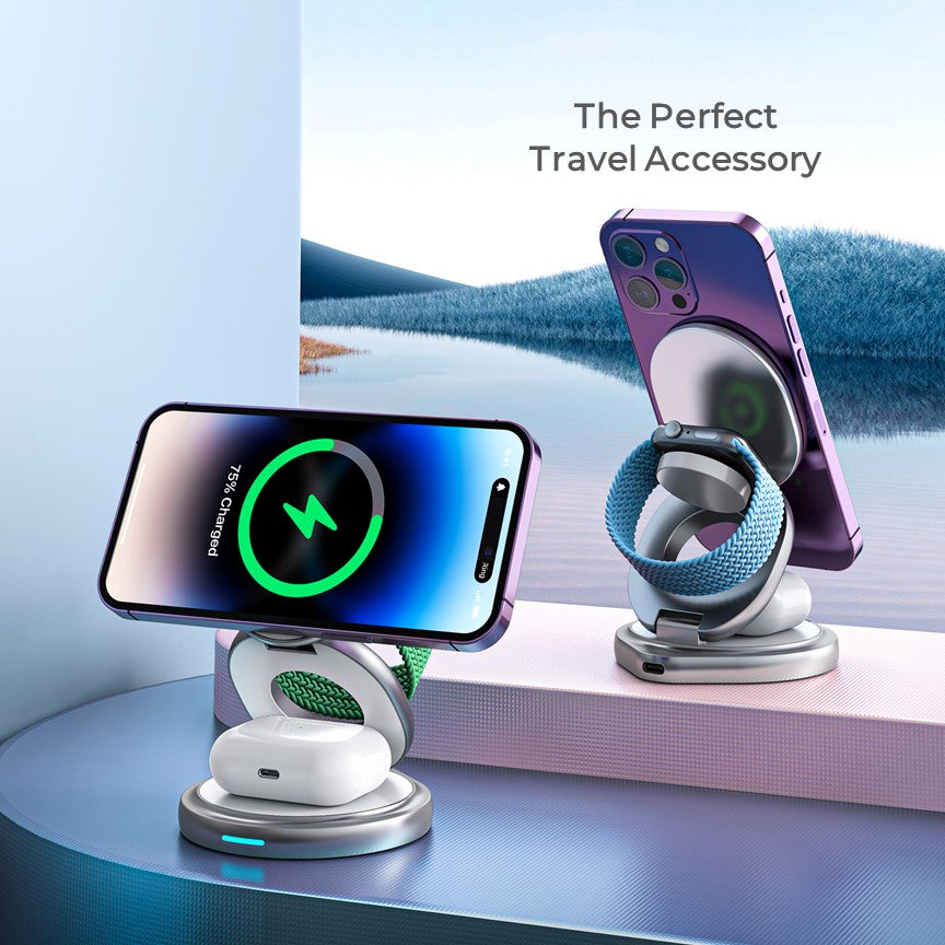 Apple 3in1 Qi Magsafe Wireless Foldable Multi Charger For iPhone, Watch & AirPods - CHARGit Store