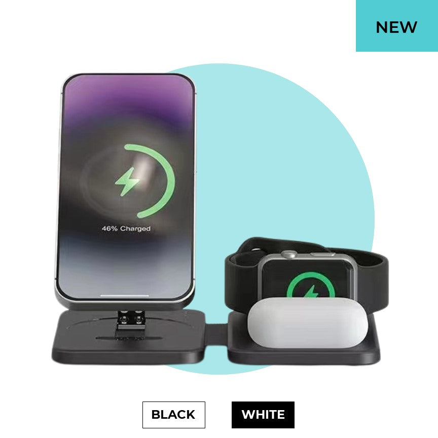 Apple Foldable Compact Deluxe 3 in 1 Qi MagSafe Wireless Multi Charger - CHARGit Store