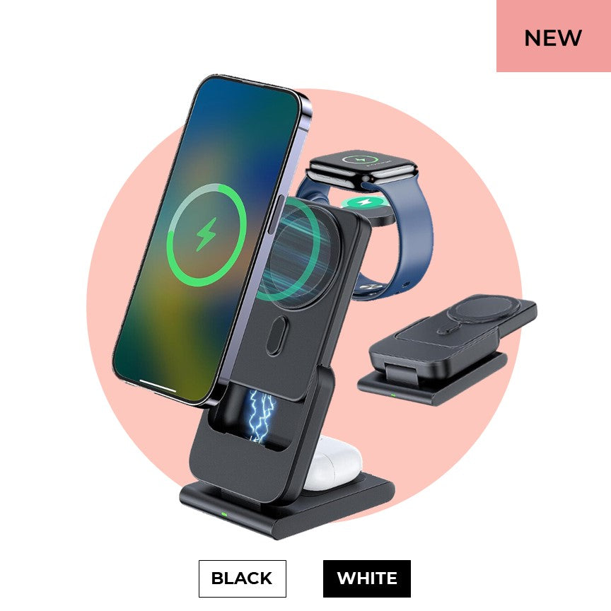 Apple Qi Magsafe Foldable Wireless Multi Charger With Removable Power Bank - CHARGit Store