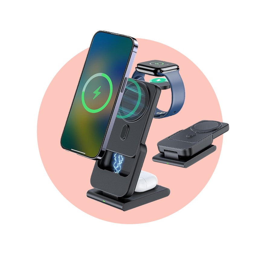 Apple Qi Magsafe Foldable Wireless Multi Charger With Removable Power Bank - CHARGit Store