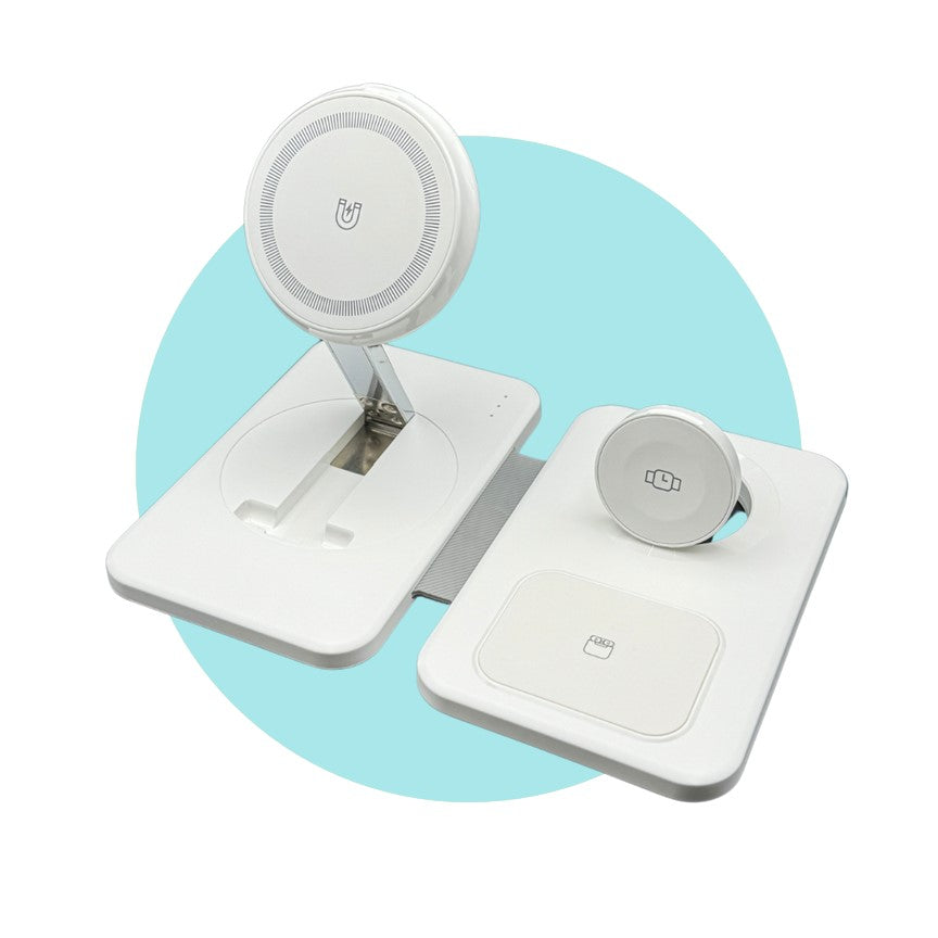 Apple Foldable Compact Deluxe 3 in 1 Qi MagSafe Wireless Multi Charger - CHARGit Store