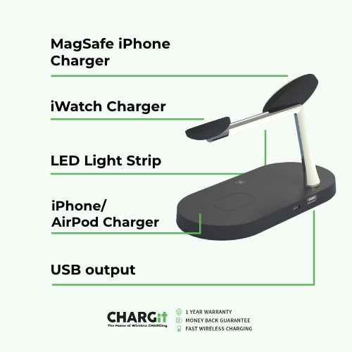 Apple 4-in-1 Qi MagSafe Wireless Multi Charger For iPhone, iWatch &amp; AirPods - CHARGit Store