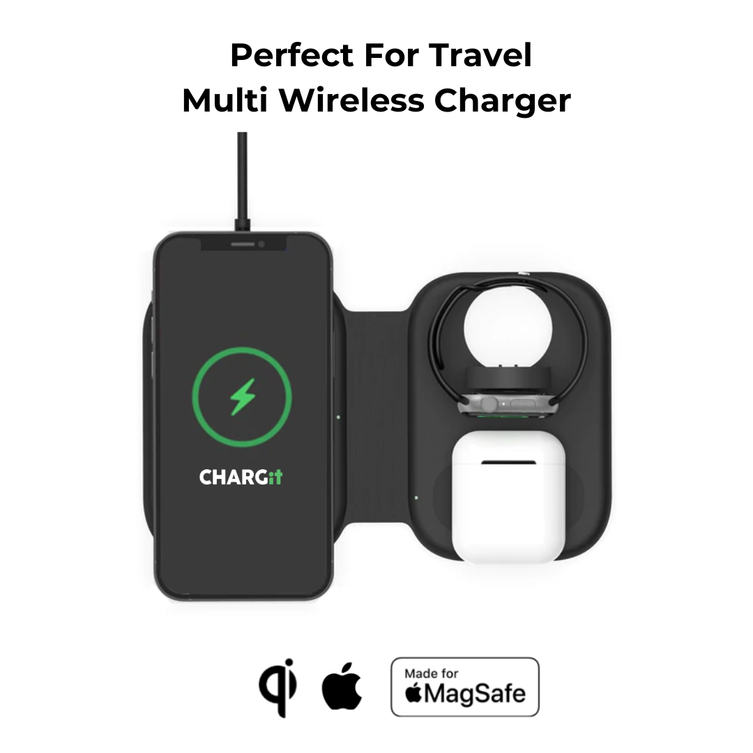 Apple Compact Deluxe Portable Qi MagSafe Wireless Multi Charger - CHARGit Store