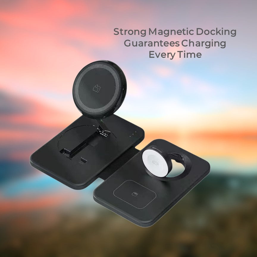 Apple Foldable Compact Deluxe 3 in 1 Qi MagSafe Wireless Multi Charger - CHARGit Store