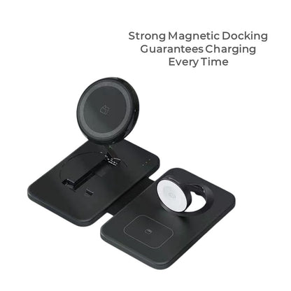 Apple Foldable Compact Deluxe 3 in 1 Qi MagSafe Wireless Multi Charger - CHARGit Store