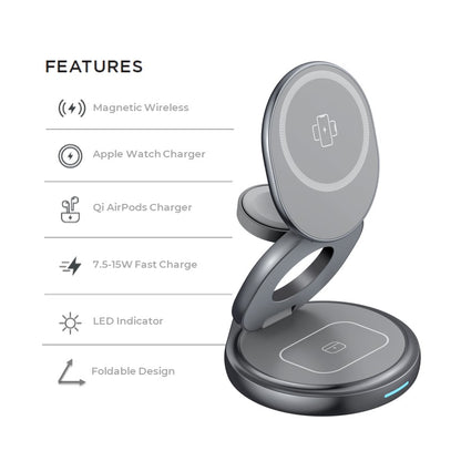 Apple 3in1 Qi MagSafe Wireless Foldable Multi Charger For iPhone, Watch &amp; AirPods - CHARGit Store