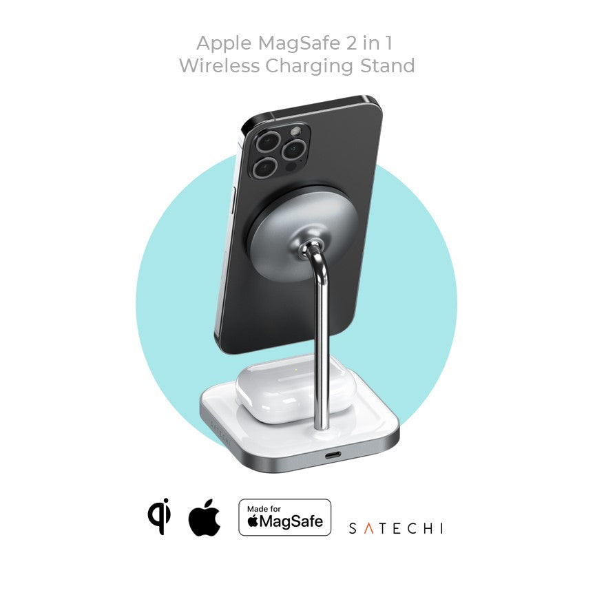 CHARGit Apple 2 in 1 Aluminium &amp; Steel Qi MagSafe Wireless Multi Charger